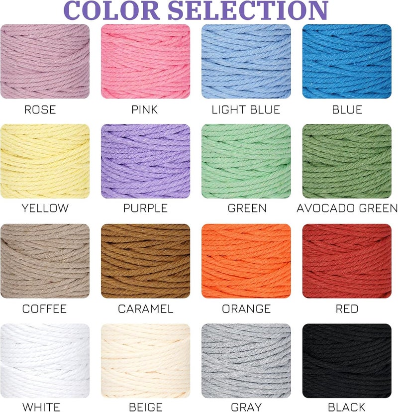 PHUNTTEK Macrame Cord 3mm x 164 Yards, 3 Rolls Purple Colored Macrame Cotton Cord Rope Kit Macrame Yarns Bulk String 4 Strands Twisted for Wall Hanger Plant Hanging DIY Crafts Knitting Macrame Supplies - Image 3